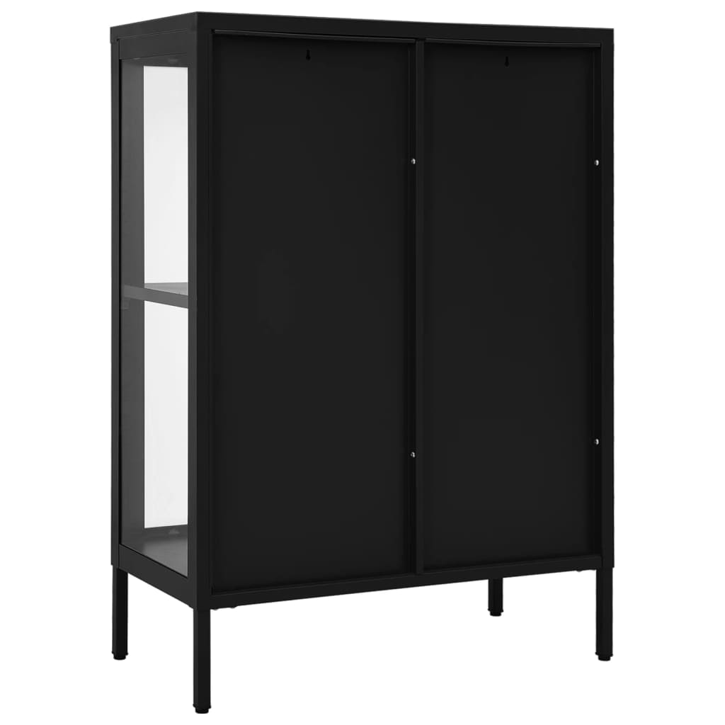 Vidaxl Szafka Boczna, Czarna, 75X35X105 Cm, Stal I Szkło