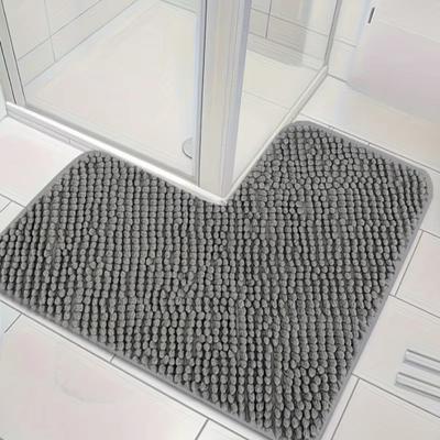 Alfombrilla de Esquina para Ducha Lavable Alfombrilla Absorbente para Suelo Alfombrilla de Baño de Chenilla en Forma de L para el Hogar Dormitorio