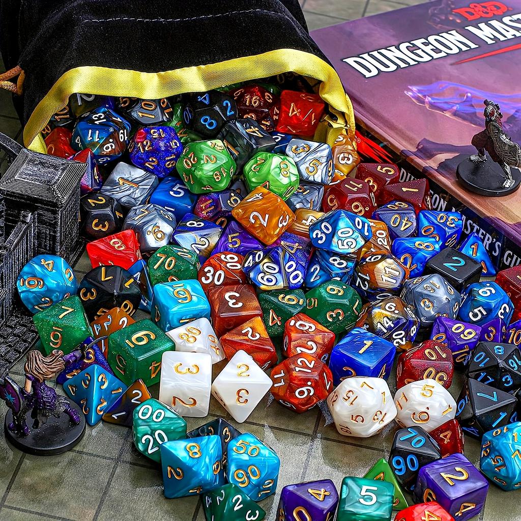 35Pcs Polyhedral DND Dice Set with Black Drawstring Pouch, Color-Coded Faces RPG/D&D Tabletop Game Accessories ZSY