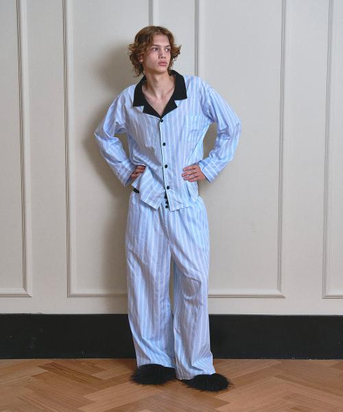 [VINAJ] Jenny Stripe Pajama Shirt (Baby Blue) [Shipped from Korea] 100% Authentic