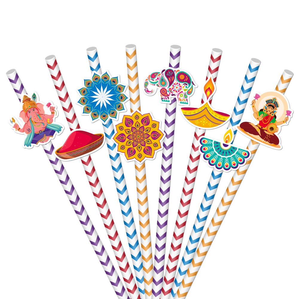 Disposable Party Diwali Paper Straw For Festive Table Setting And Decor Event