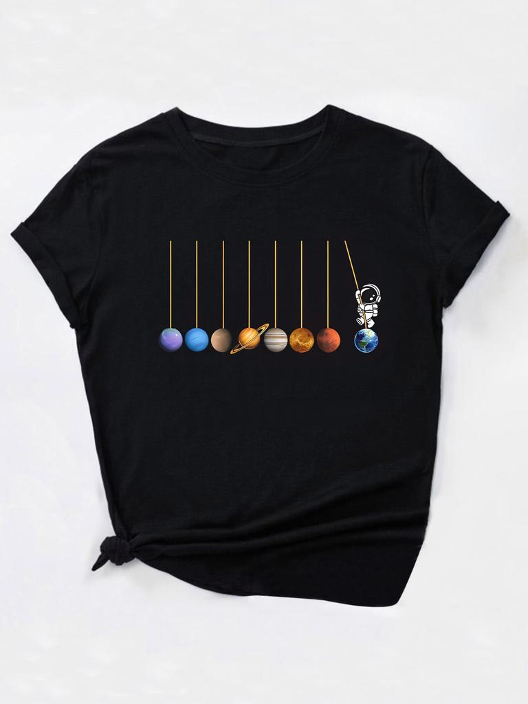 Astronaut Planet Pendulum Solar System T-shirt