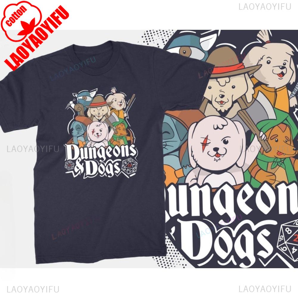 Dungeons and Cats  Dungeons and Dogs T-shirt DnD Gaming Geek Gift D20 Puppy Lovers TShirt Pet Dog Owner Gamer RPG