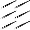 Aoje-Link ESD-13 Professional Anti-Static Technology Tweezers, Non-magnetic Flat and Round, Stainless Steel Plastic Coated, Full Length 120mm, Black,