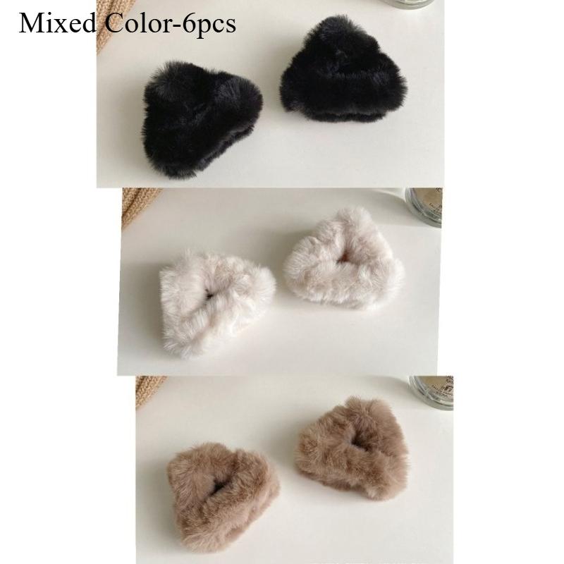 6pcs Polyester Knit Cute Plush Cat Ear Hair Clips Soft Sweet Princess Cat Ear Hair Clips Hair Accessories for Women