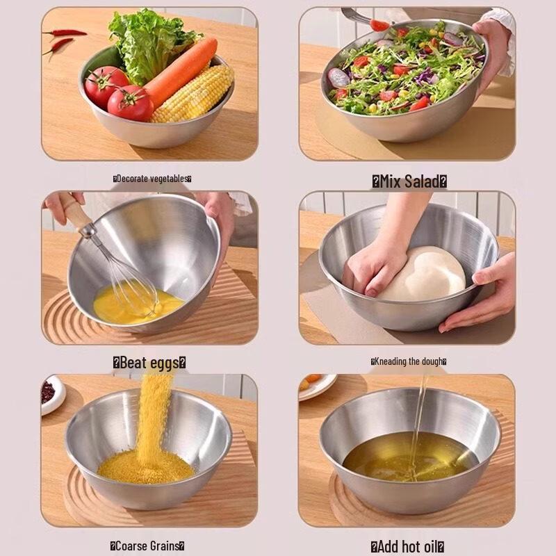 ZISIZ 316 Food Grade Stainless Steel Mixing Bowl