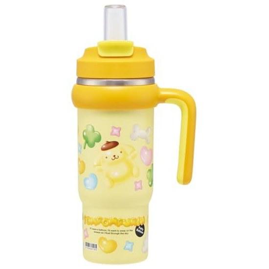 Skater Straw Tumbler 830ml Insulated Cold Handle 2WAY Direct Drinking Sanrio Pompompurin Puffy Balloon STSTB9-A