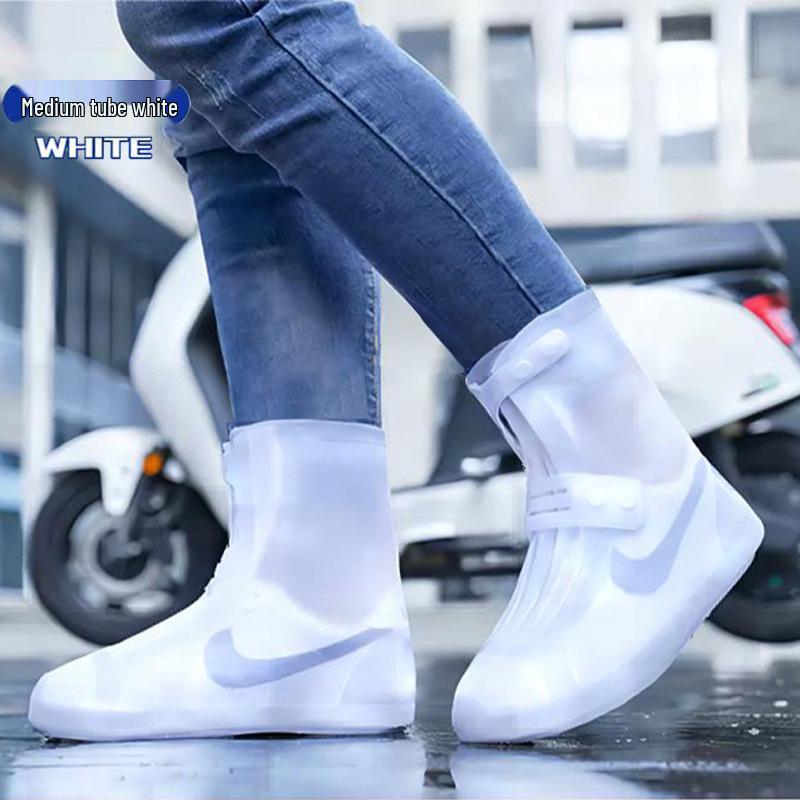 Wiederverwendbare Wasserdichte Silikon Anti-Rutsch Regenschuhüberzieher, Abriebfester High-Top Schutz für Damen und Kinder