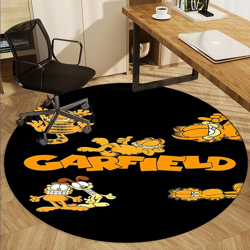 Garfield Pattern Round Rug, Indoor/Outdoor Mat, for Picnic, Gameroom, Bedroom, Office, Living Room, Home Decor Carpet, Birthday Gift