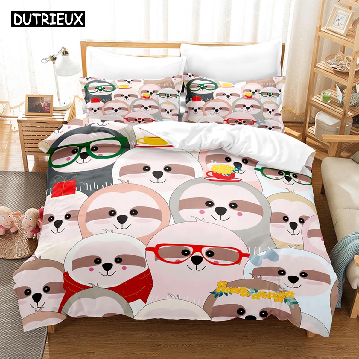 

3D Sloths Duvet Cover Set With Pillowcase Twin Full Queen King Size Soft Bedding Sets EU single(135x200cm)
