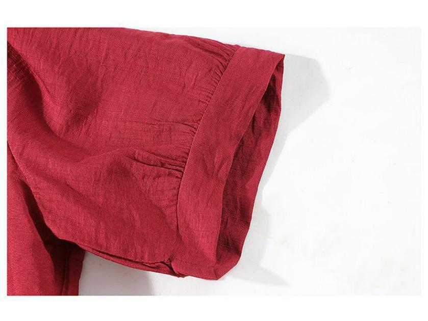 Stylish Plus Size Cotton Linen Summer Set for Middle-Aged Women: Short Sleeve T-Shirt & Two-Piece Outfit