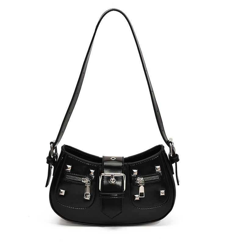 Premium underarm bag, new niche Spice Girl trendy cool shoulder bag, retro rivet locomotive messenger bag