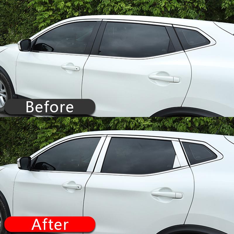 För Nissan Qashqai J11 2014 2015 2016 2017 2018 Rostfritt Stål Bil Dörr Fönster Center Mittpelare B C-stolpe Dekorationslister
