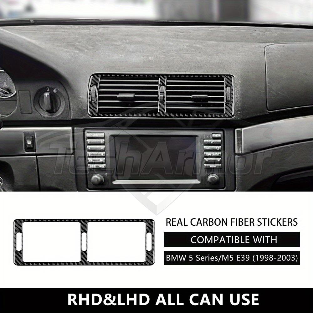 Carbon Fiber Center Console Air Vent Outlet Frame Sticker for BMW E39 1998-2003 Center Console Black