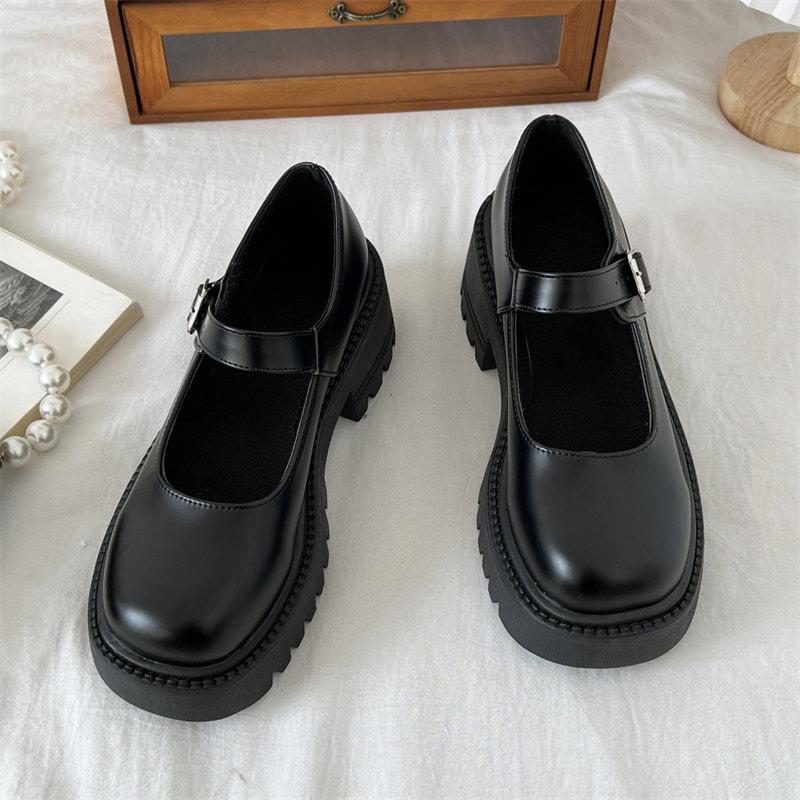 Lolita Shoes Women Japanese Style Mary Jane Shoes Women Vintage Shallow High Heels Chunky Platform Shoes Cosplay Uniform Shoes