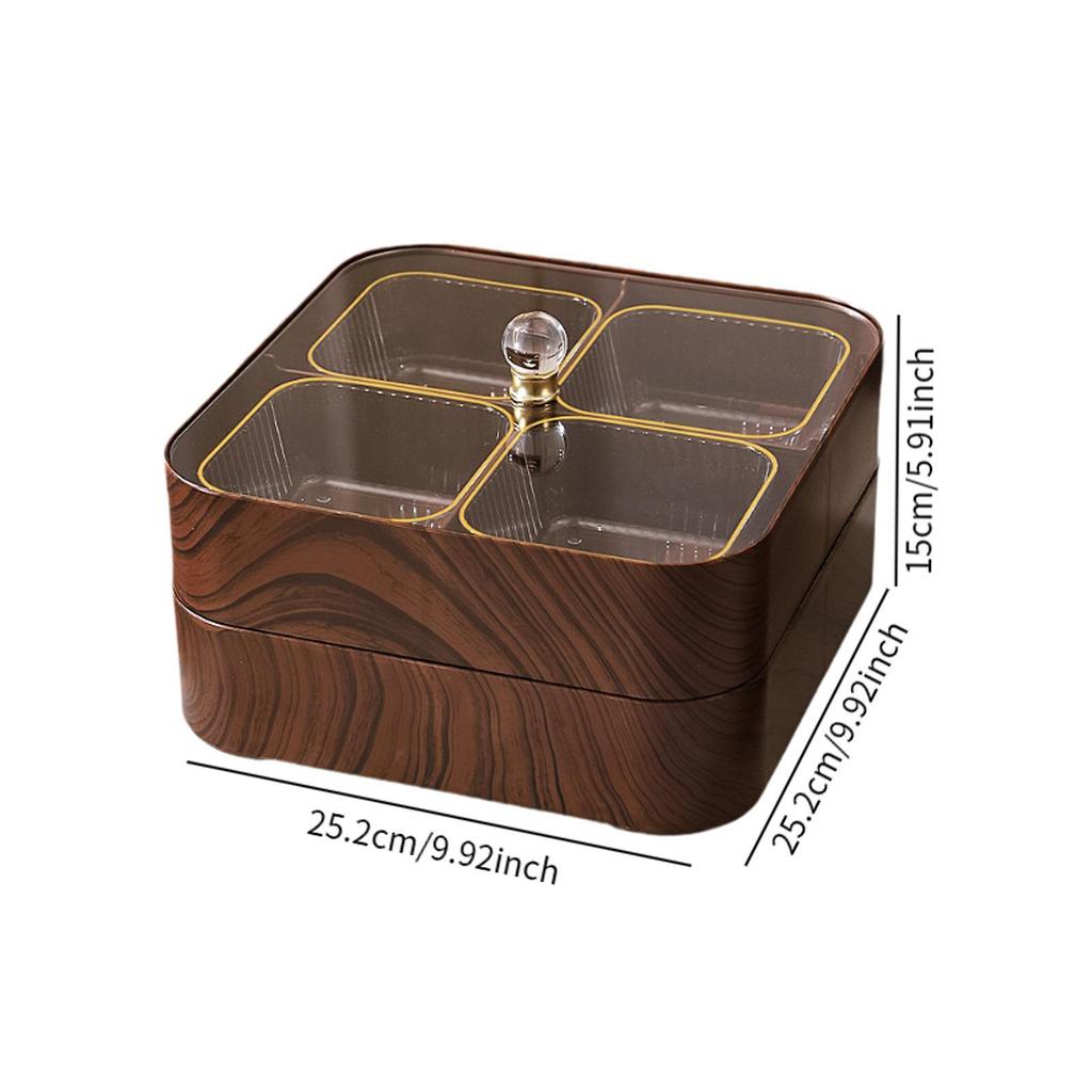 Divided Serving Tray with Lid Decorative Wood with Clear Lid Serving Platter
