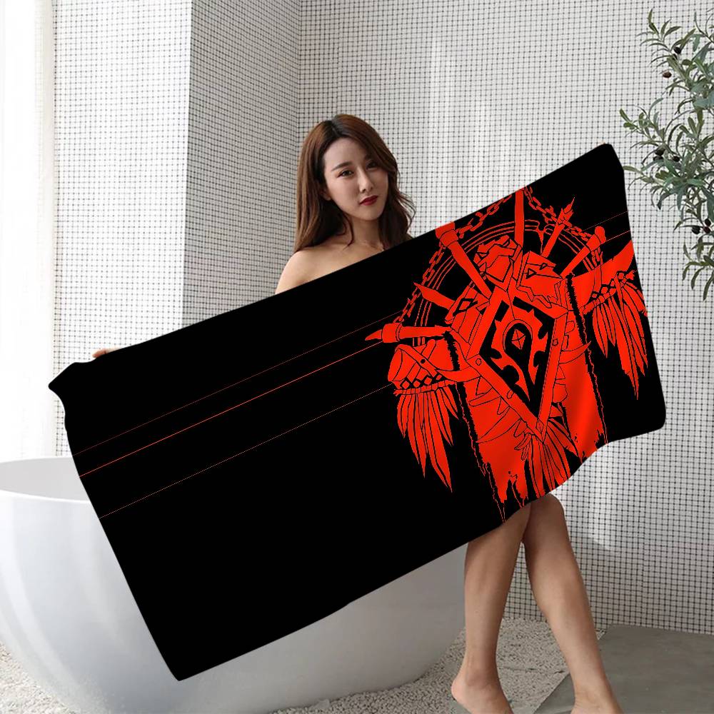 W-World-Of-Warcraft Epic-Fantasy-MMO Microfiber Printed Beach Towel Mountain Climbing Yoga Beach Running Absorbent Soft Towel