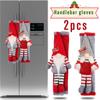 2Pcs Handle Protective Cover Faceless Doll Microwave Door Handle  Xmas Decorations