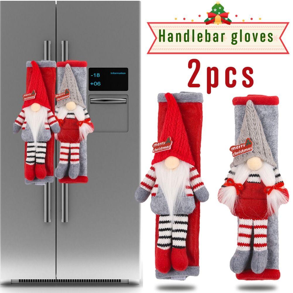 

2Pcs Handlebar Gloves Faceless Doll Microwave Door Handle Xmas Decorations