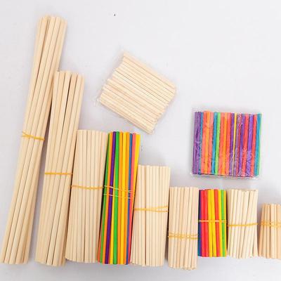 Colored Birch Ice Cream Sticks - Small, Round, Solid Wood Model Materials