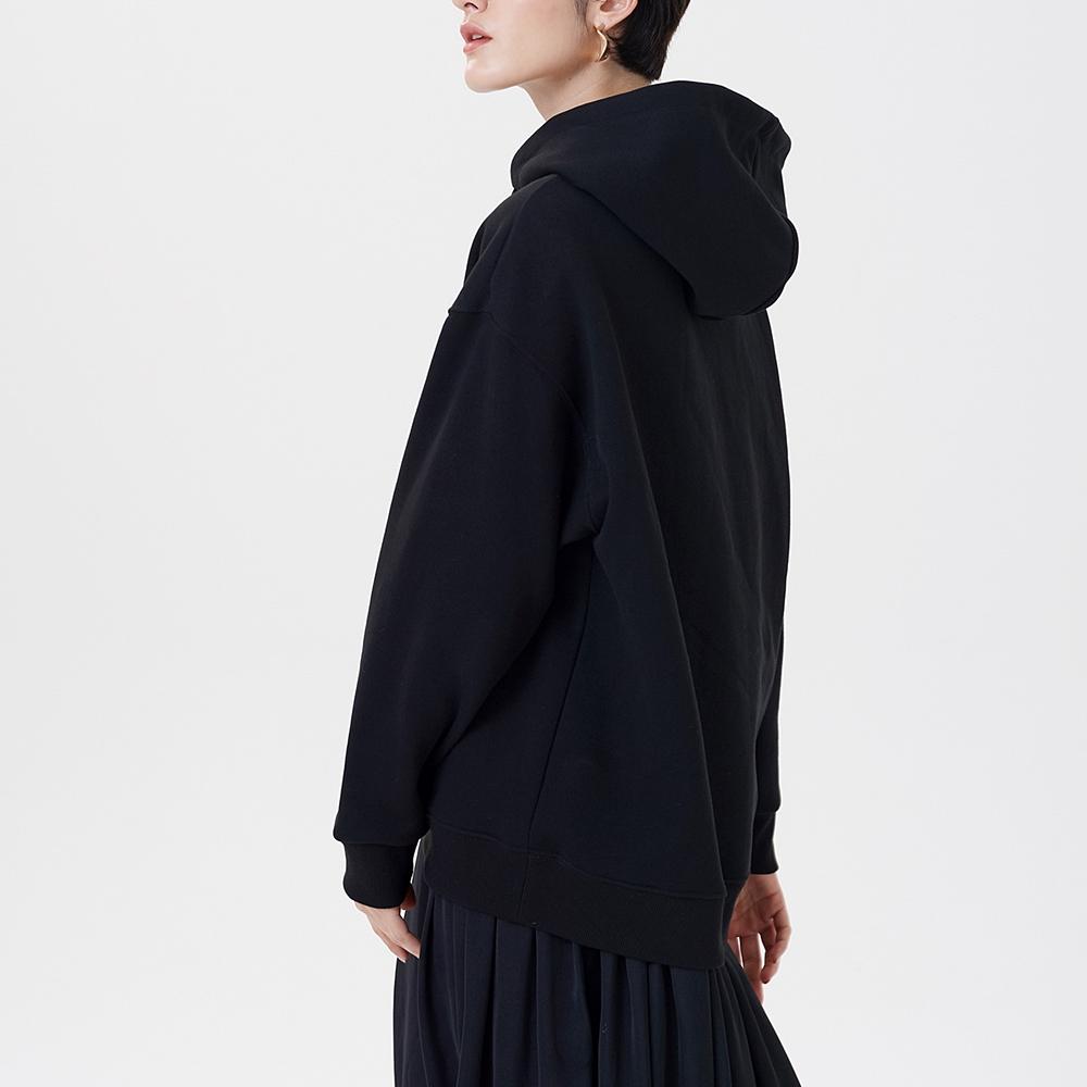 Pin Black Hood Shirring One-Piece Black