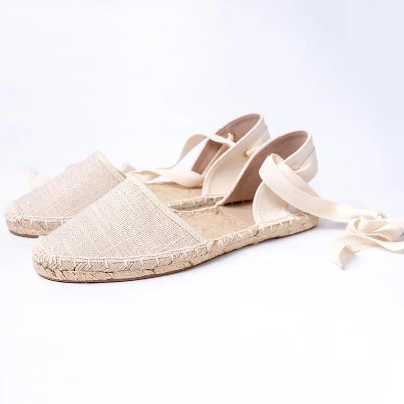 Fashion 2025 Hemp Rope Bottom Ladies Sandals Flat Shoes Women Strappy Fisherman Sandals Women Spring and Summer New Lace Students