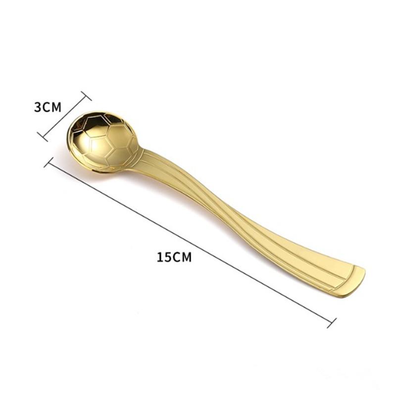 1/6Pcs Football Pattern Coffee Dessert Spoon Long Handle Stirring Spoons Stainless Steel Small Spoon Kitchen Accessorie