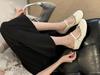 French flat-bottomed small fragrant bag head half slippers women's shoes wear 2025 new summer Mary Jane half single shoes
