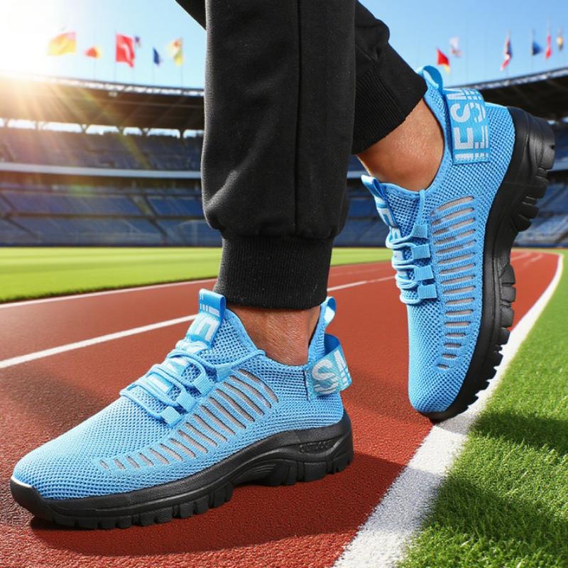 Men'S Lightweight Running Shoes Comfortable Breathable Mesh Fashionable Blue Shoes Quick Drying Anti Slip Fit Men'S Sneakers