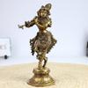 Divine Lord Krishna Murti, Golden Krishna Idol, Brass, Gold, Religious -10 Inch