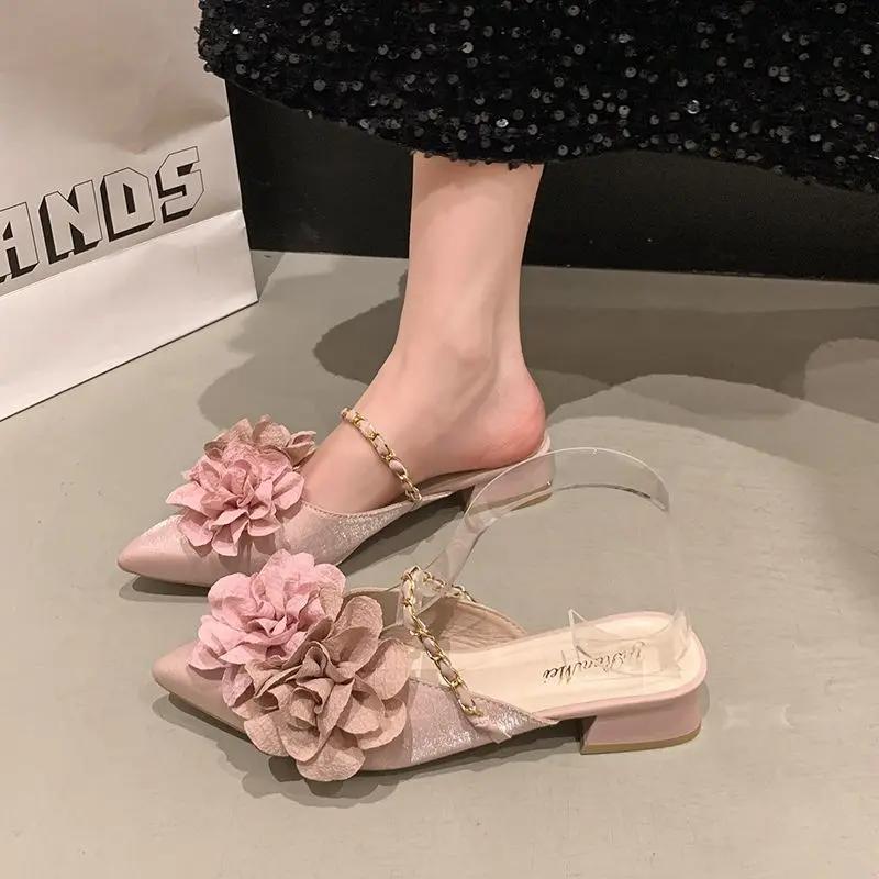 Fashion Women's Slippers and Ladies Sandals Flowers Slides Shoes Outside Elegant Fashionable 2025 Trend Summer Sale Designer Luxury Chic