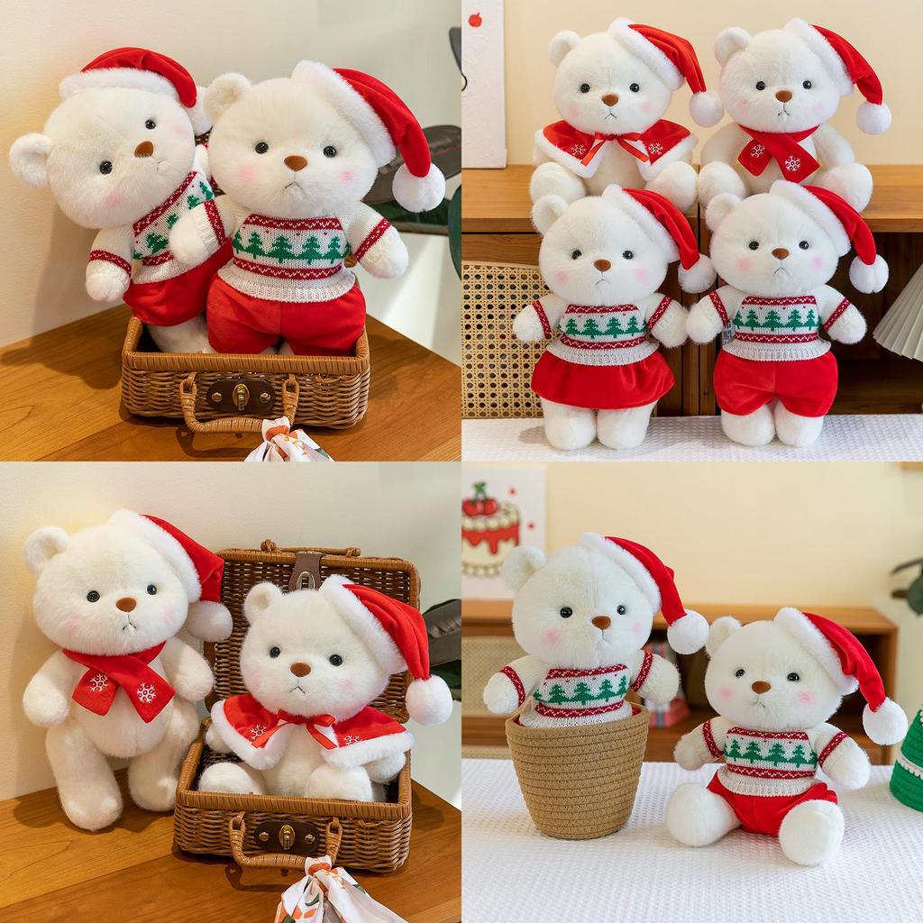 Entzückendes bewegliches Weihnachts-Bären-Stofftier für Kinder, perfekt zum Kuscheln und Dekorieren