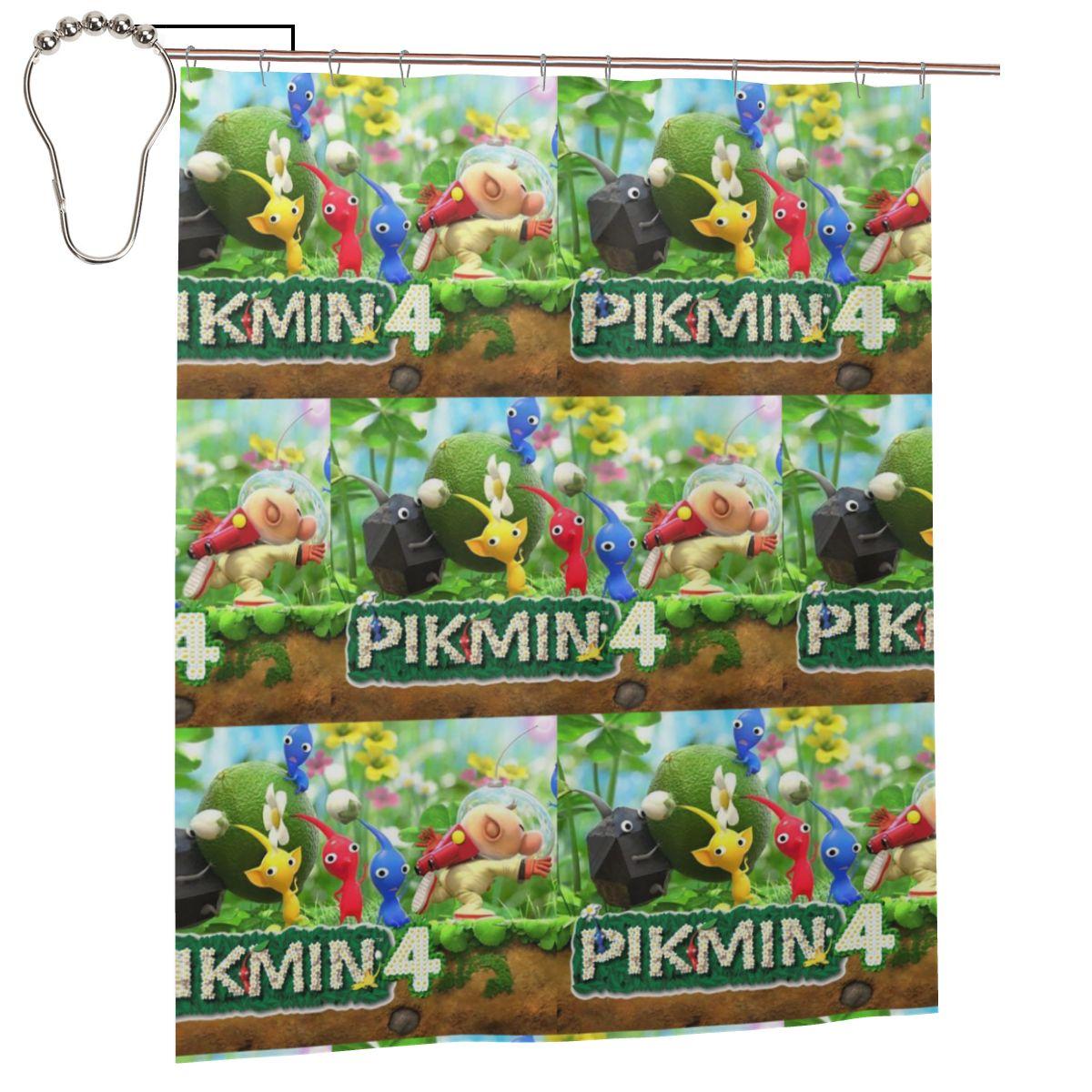 

Pikmin Characters Shower Curtain Bathroom Polyester Waterproof Bath Curtains With Hooks W60H190(CM)-1 Pcs