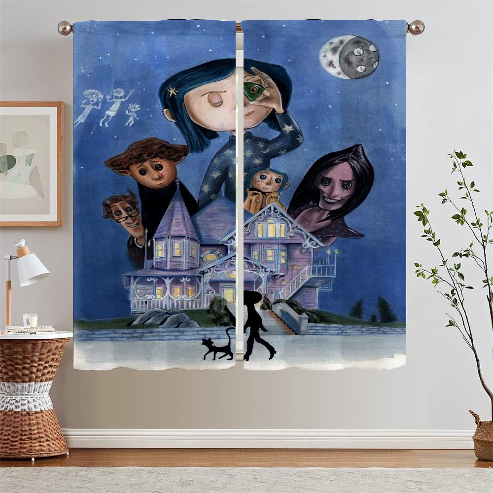 Coralines2 Cabinets for Living Room Decoration Children's Room Curtains Blackout Bathroom Curtain Tiebacks Window Sheer Curtains