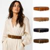 Alloy Pin Buckle Wide Waist Belt Vintage PU Leather Belt Decorative Women Waistband  For Women