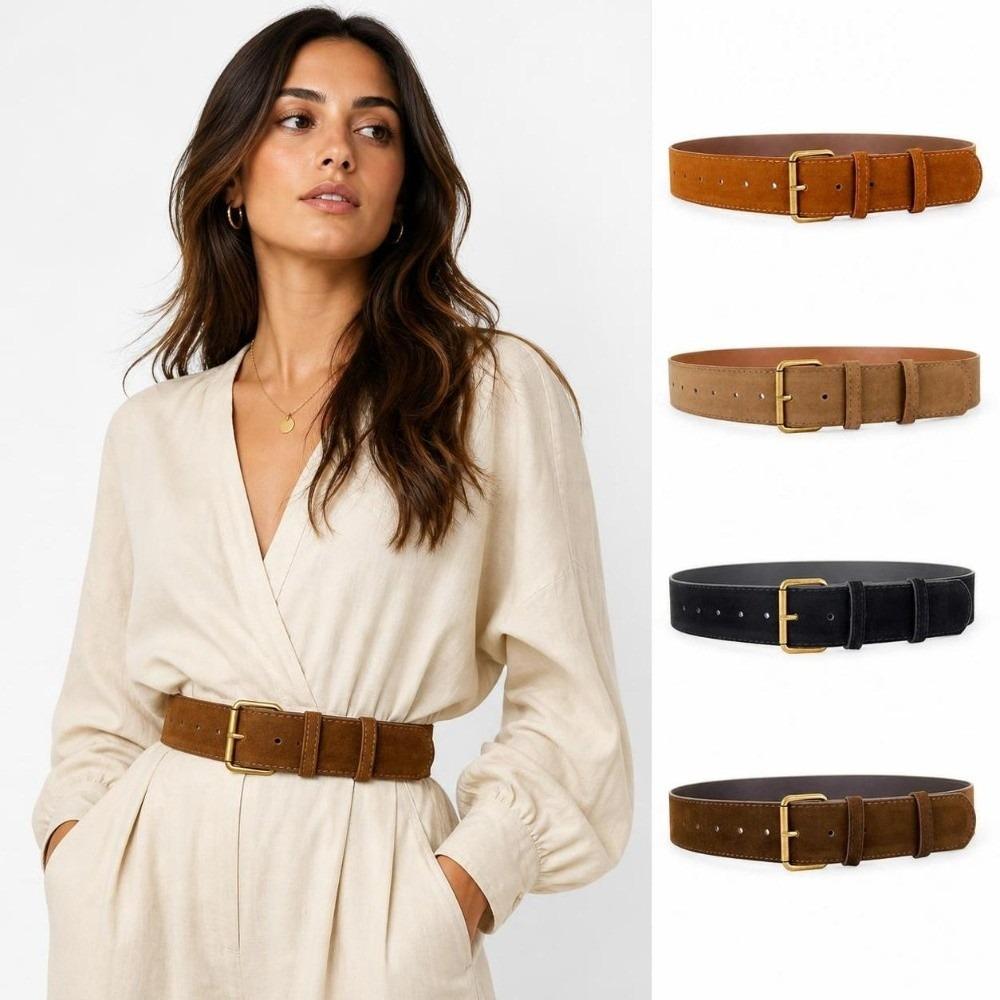 Alloy Pin Buckle Wide Waist Belt Vintage PU Leather Belt Decorative Women Waistband For Women