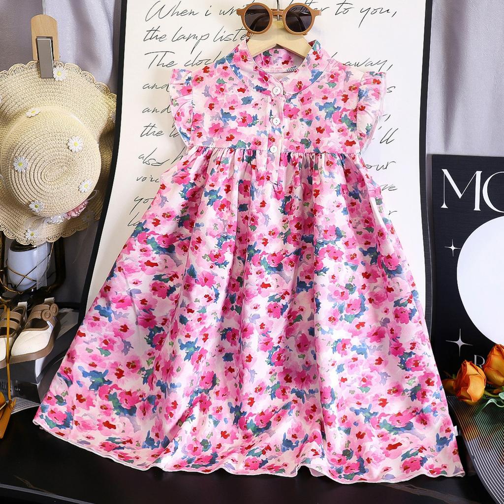 Summer Girls Floral Dress A-line Cute Princess Dress Children Fluffy Skirt Baby Girl Summer Dress
