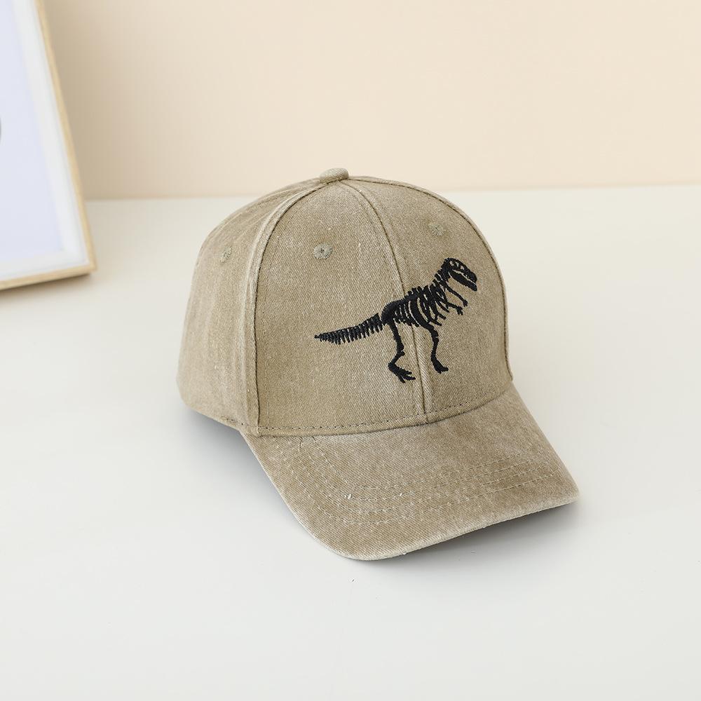 Children s Dinosaur Skeleton Washable Baseball Cap - Spring/Summer Vintage Distressed Style 52-54 CM