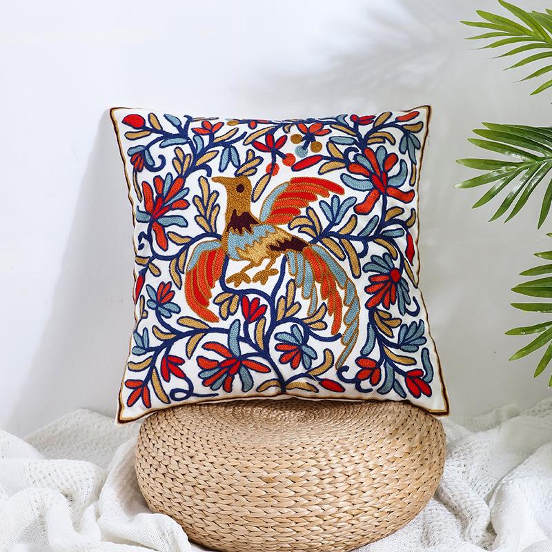Ins Floral Embroidery Pillow Case Living Room Sofa Decoration Flower Bedroom Bedside Pillow