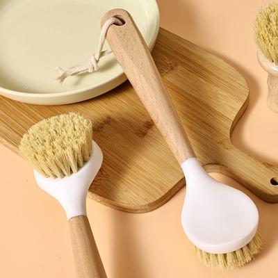 Kuchyňský čistící kartáč Přírodní dřevěná rukojeť Čistící kartáč Kartáček na mytí nádobí Litinový kartáč na pánve