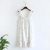Ladies Summertime Cotton Yarn Pure Cotton Thin Suspender Nightdress Loose Mid-length Sweet and Lovely Long-cut Home Dress Camisola Sexy