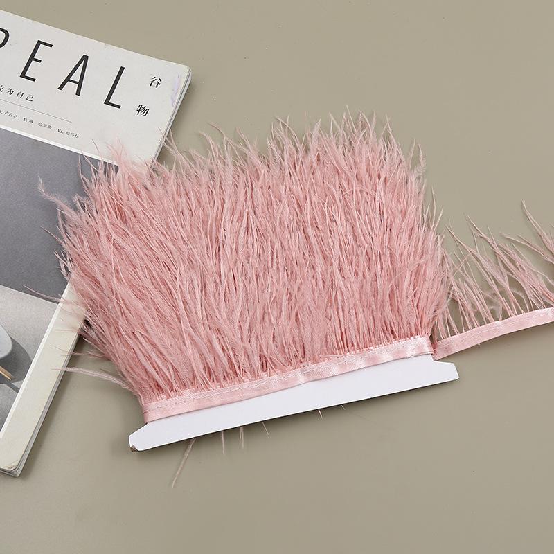 

Color 8-10 Cm Ostrich Hair Cloth Edge Clothing Cuffs Hem Ostrich Feather Strips Cloth With Accessories Lace