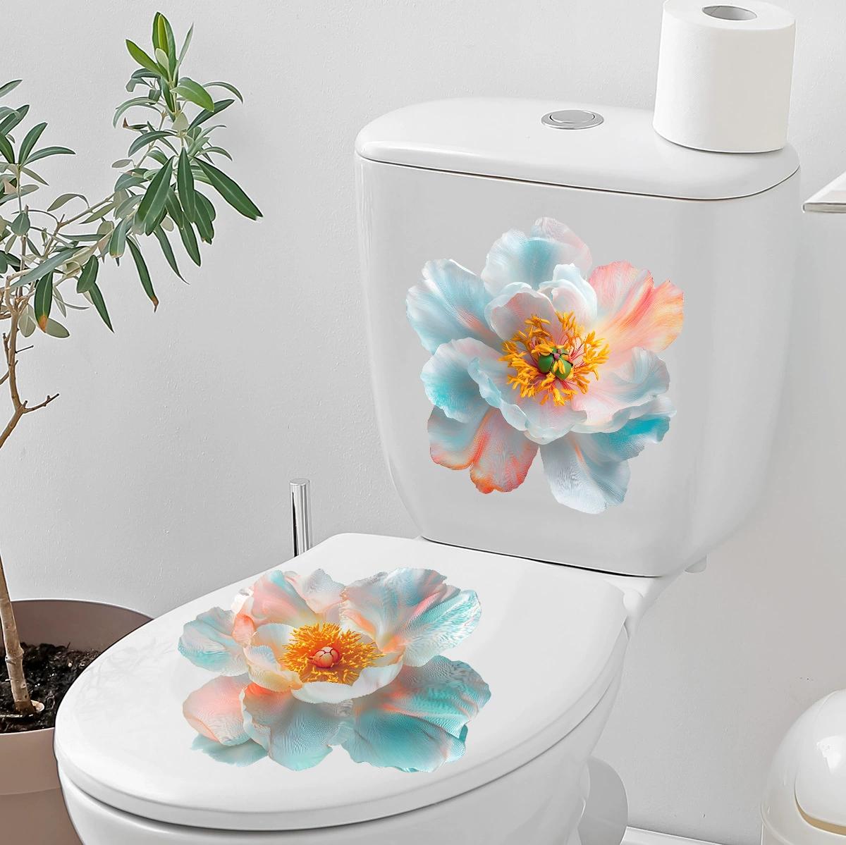 

New Elegant Flower Branches and Leaves Butterfly Bathroom Toilet Sticker Home Waterproof Wall Sticker 30X30cm 2pcs