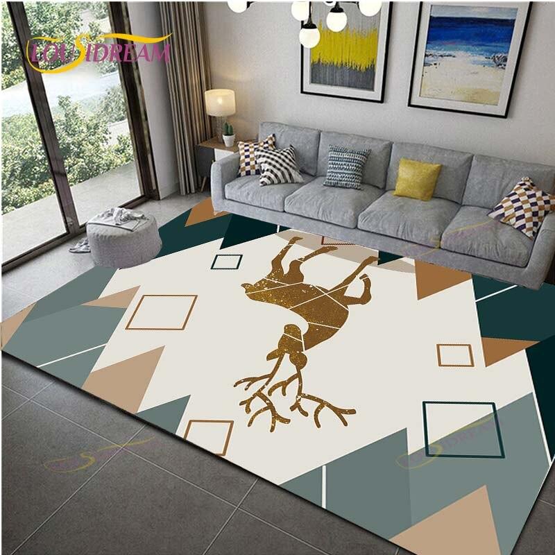 Geometric Carpet for Living Room Velvet Rug Kids Bedroom Bedside Rugs Soft Square Fluffy Carpets Home Sofa Table Decor Mat