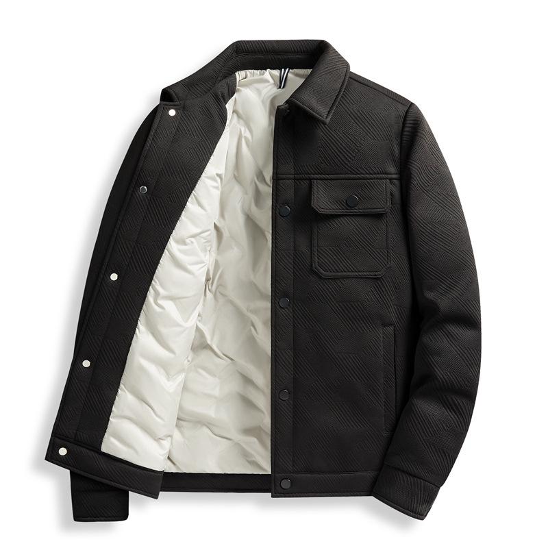 Men s 2025 Thick Lapel Down Jacket - Autumn/Winter Trendy Workwear Coat 3XL