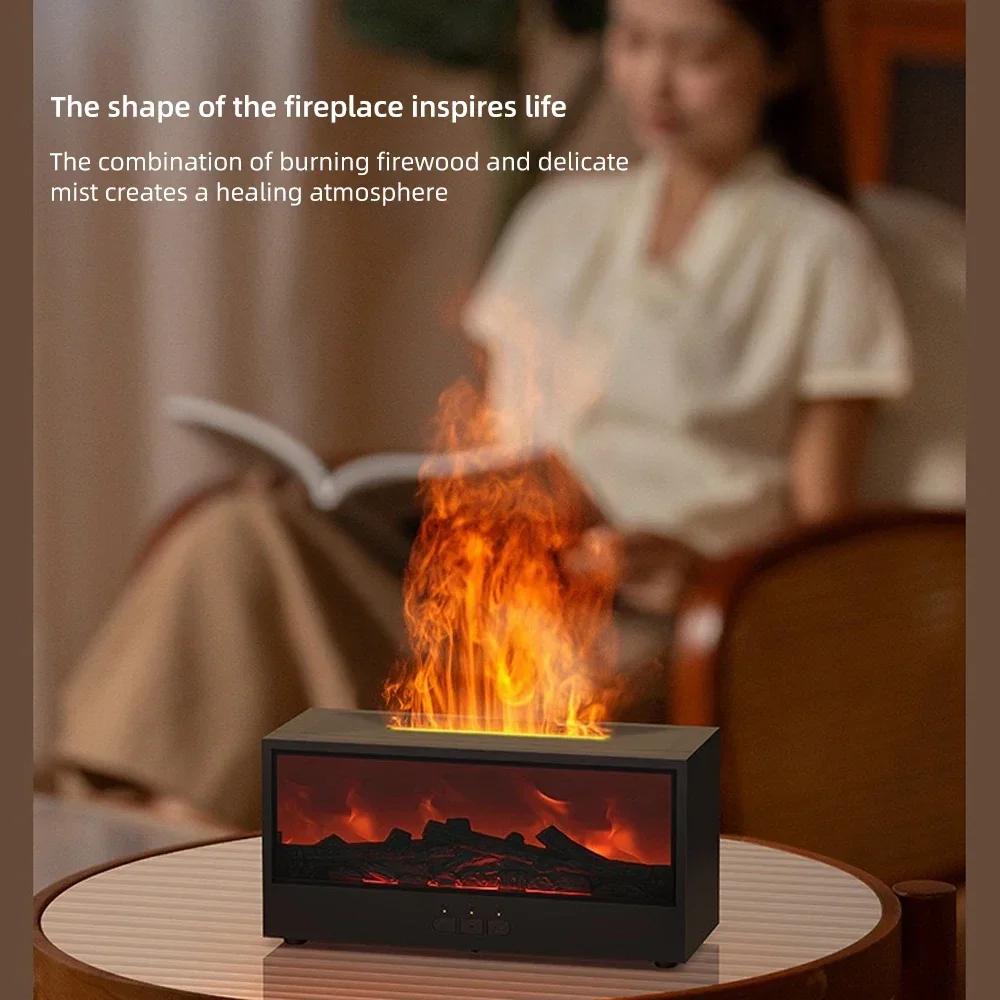 Air Humidifier Essential Oil Diffuser for Room, Quiet Ultrasonic Aromatherapy Device with 7-Color LED Night Light, Flame Design