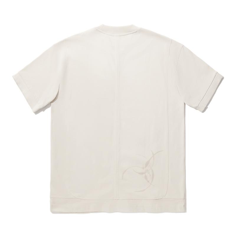 Li Ning Jackie Chan Collaboration Kung Fu Series Loose Short Sleeve Round Neck T-Shirt Men Tops Oatmeal-Gray AHSU913-1