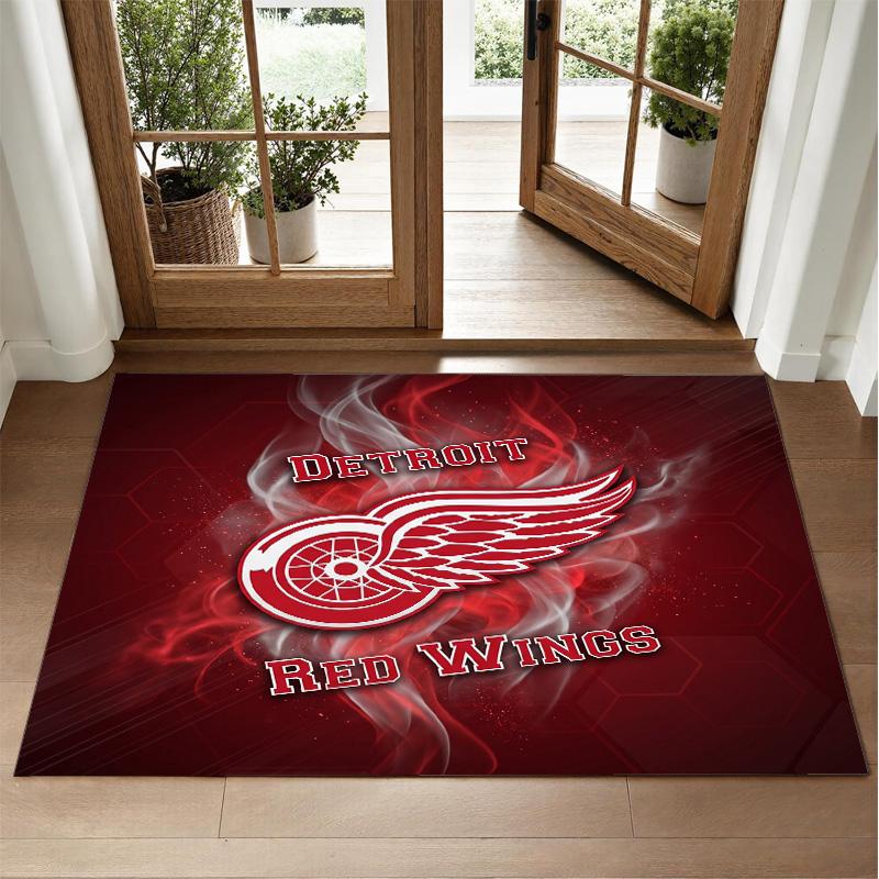 Detroit Red Wings Design Crystal Velvet Rug Soft Decorative Mat for Bedroom Entrance