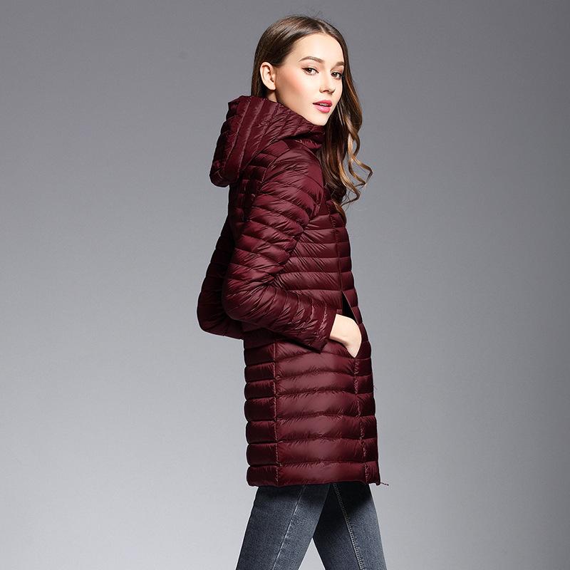 Winter new women's down jacket women's medium and long hooded light and thin slim large size mother outfit trendy