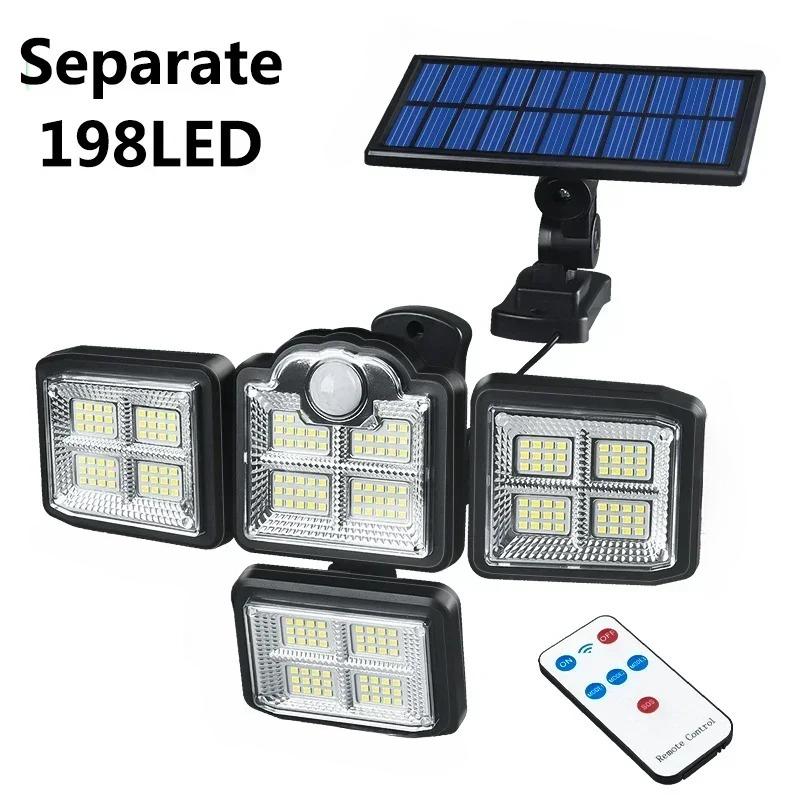 138 / 198LED Solar Lights Outdoor Motion Sensor  Human Induction  Adjustable  Head  IP65 Waterproof Solar Power Wall Lamp